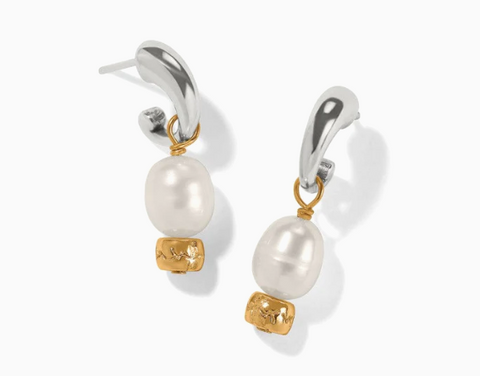 Meridian Petite Pearl Two Tone Post Hoop Earrings JA9911