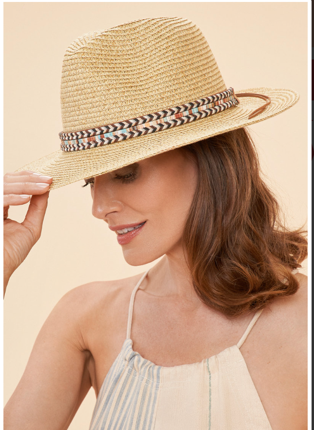 Thalia Sun Hat with Chevron Band