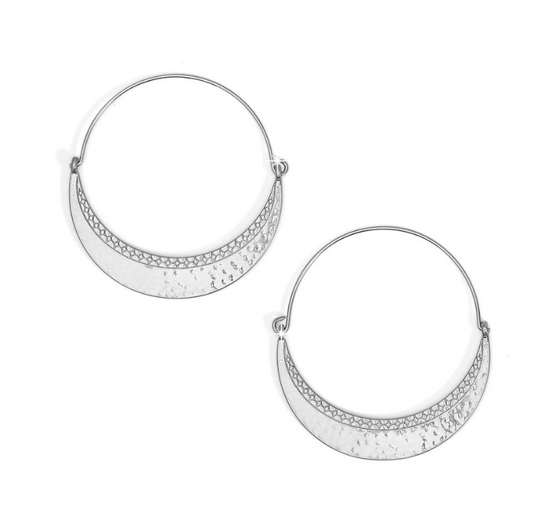 Palm Canyon Large Hoop Earrings  (Silver). JA9978*