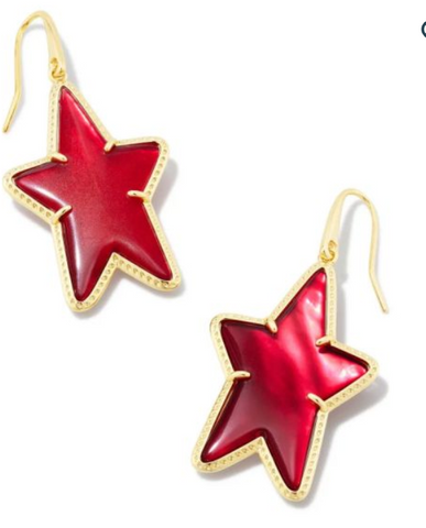 Ada Star Drop Earrings in Red  Illusion