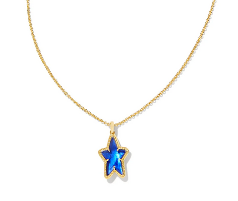 Ada Star Short Pendant Necklace  ( Gold / Cobalt Blue )