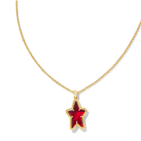 Ada Star Short Pendant Necklace ( Gold/ Red Illusion )
