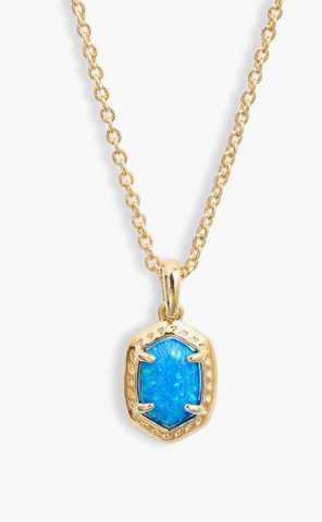 Daphne Pendant Necklace in Gold ( Bright Blue Opal )