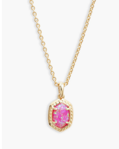 Daphne Pendant Necklace in Gold ( Magenta Opal )