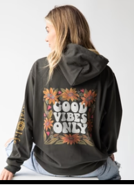 Hoodie Sweatshirt Good Vibes Only  ( Medium )