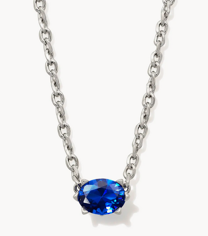 Cailin Silver Pendant Necklace in Blue Crystal