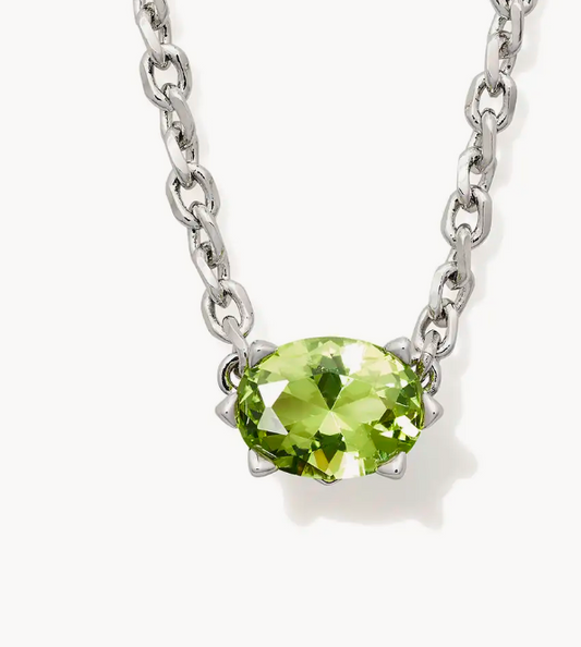 Cailin Silver Pendant Necklace in Green Peridot Crystal*