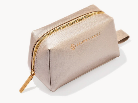 Small Cosmetic Zip Case in Champagne