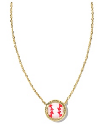 Baseball Pendant Necklace in Gold