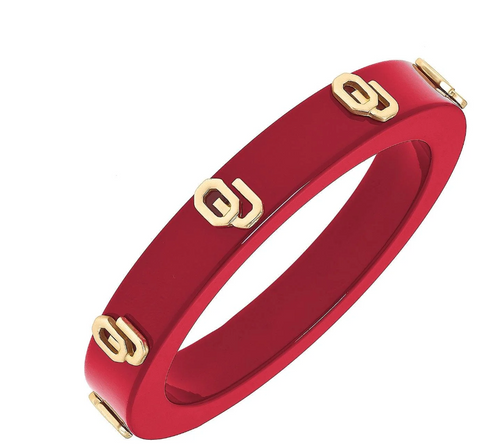 OU Sooners Resin Logo  Bangle Bracelet in Crimson