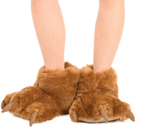 Brown Bear Kid Paw Slipper