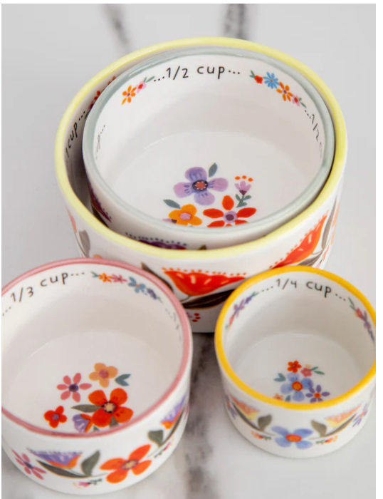 Ceramic Nesting Measuring Cups - Rainbow Floral