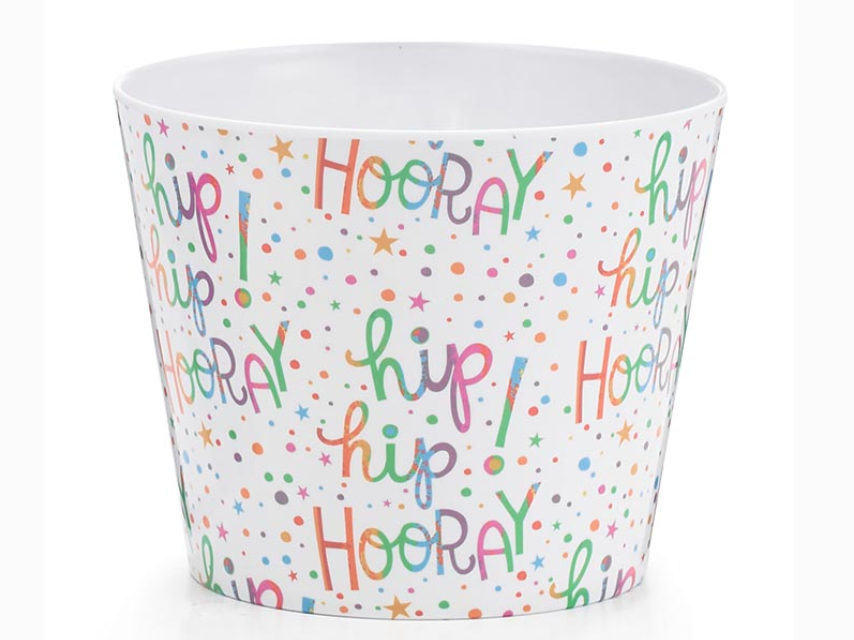 Hip Hip Hooray Birthday Container  6"