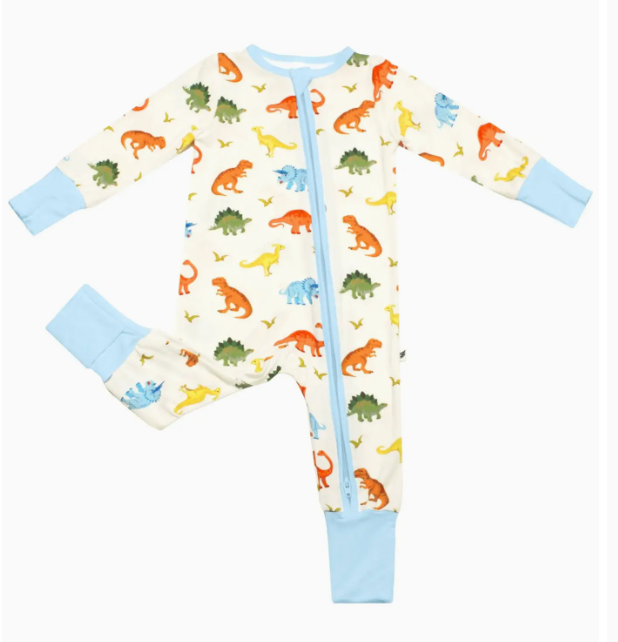 Powder Blue Jurassic Crew Convertible Footie (NB-3T)