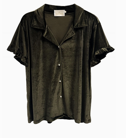 Velvet Short Sleeve Pajama Top