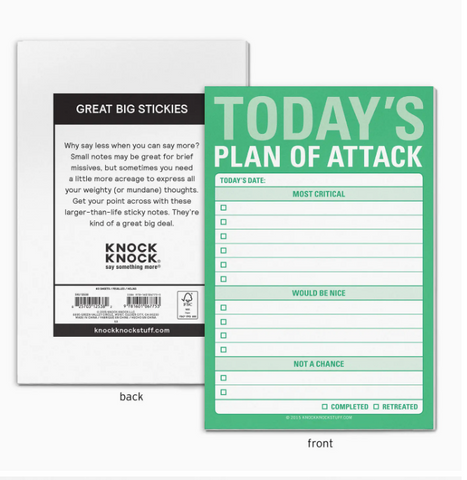 Today's Plan of Attack Great Big Sticky Notes