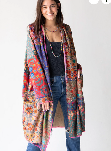 Long Cozy Blanket Kimono ( Assorted )