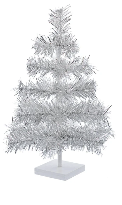 Silver Tinsel Christmas Tree 48"
