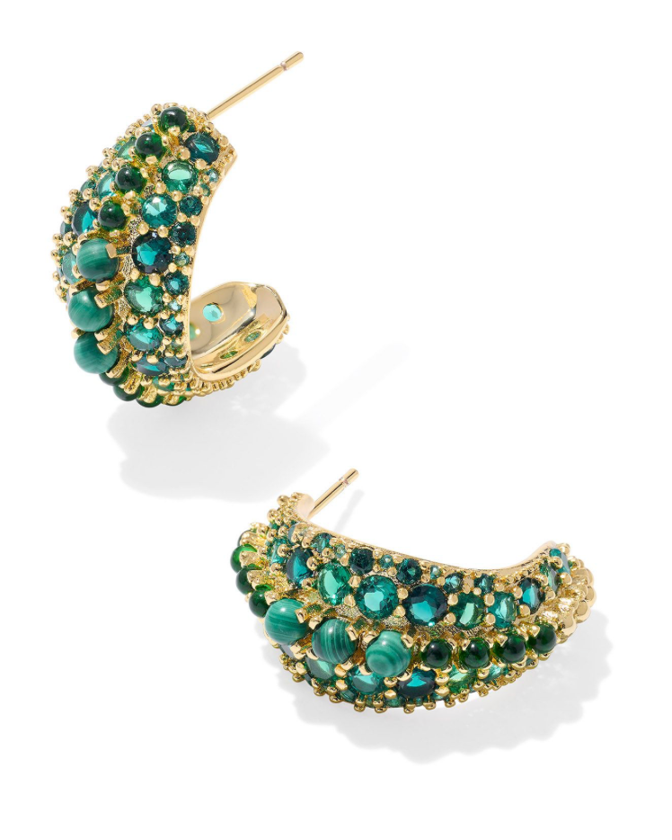 Krista Hoop Earrings Green Mix Gold*