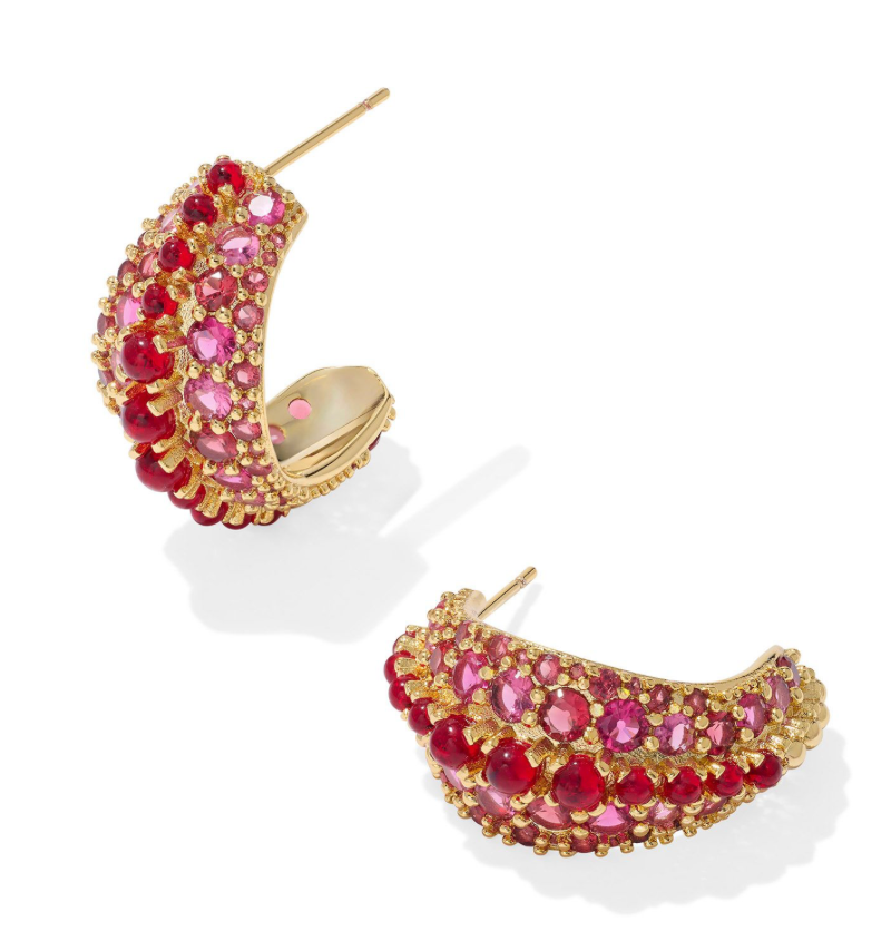 Krista Gold Red Mix Hoop Earrings*