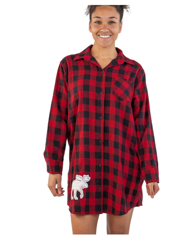 Flannel Moose Plaid | Button Nightshirt