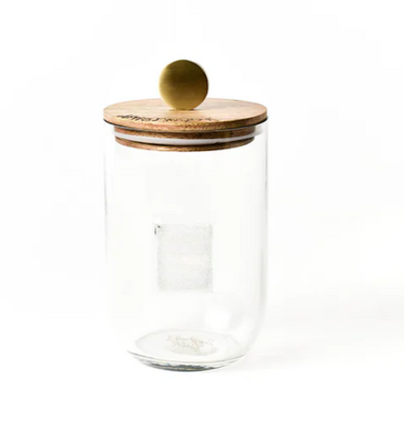 Small Mini Wooden Glass Jar