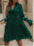 Long Sleeved Velvet Dress ( Assorted  )