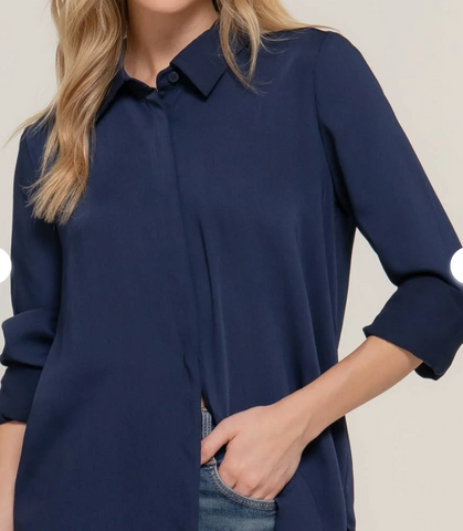 Long Sleeve Flap Placket Woven Shirt