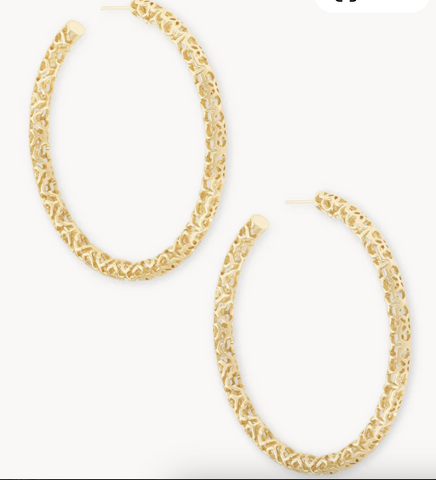 Maggie Hoop Earrings in Gold Filigree