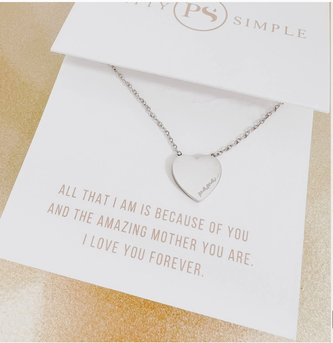Sweet Heart Gift Necklace ( Silver  Mama )
