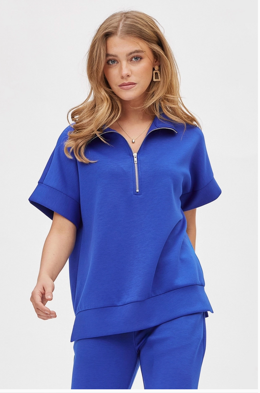 Short Sleeve Quarter Zip Top ( Assorted  Colors )