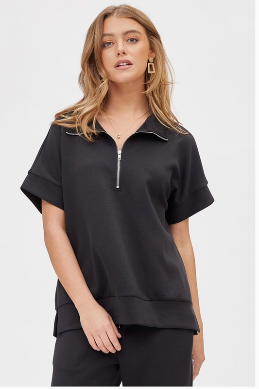 Short Sleeve Quarter Zip Top ( Assorted  Colors )