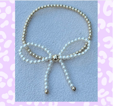 Classic Pearl Bow and Gold Filled Bracelet