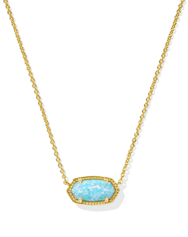 Elisa Gold Light Teal Opal Necklace Gold