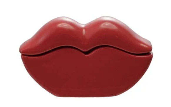 Stoneware Lip Shaped  Box ( Pink )