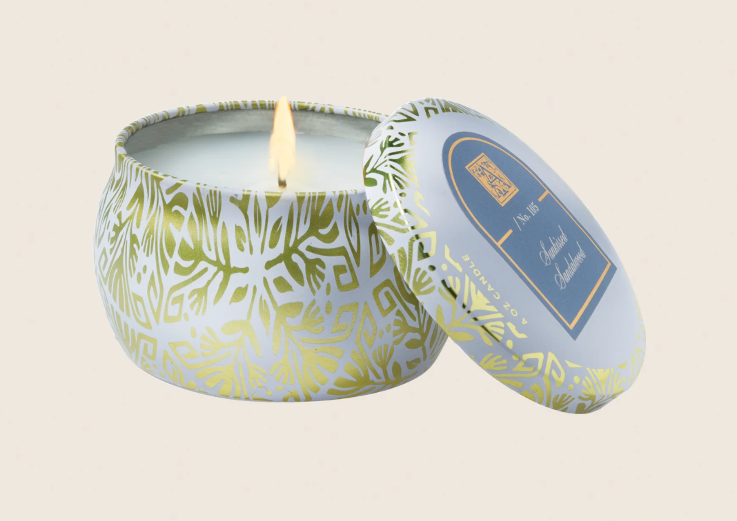 Sunkissed Sandalwood - Printed Travel Tin Candle 4oz.