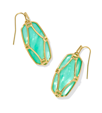 Elle Lattice Frame Drop Gold Light Green MOP