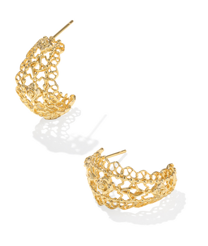 Krista Lace Huggie Earrings Gold Metal