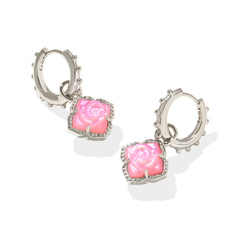 Mallory Rose Huggie Earrings Silver Blush Ivory MOP