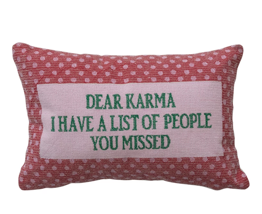 Cotton Velvet Embroidered Lumbar Pillow ( Assorted )