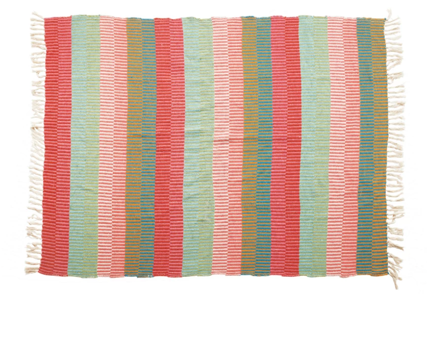 Recycled Cotton Blend Throw, Multi.60"L x 50"W