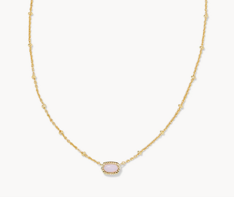 Mini Elisa Gold Satellite Short Pendant Necklace in Pink