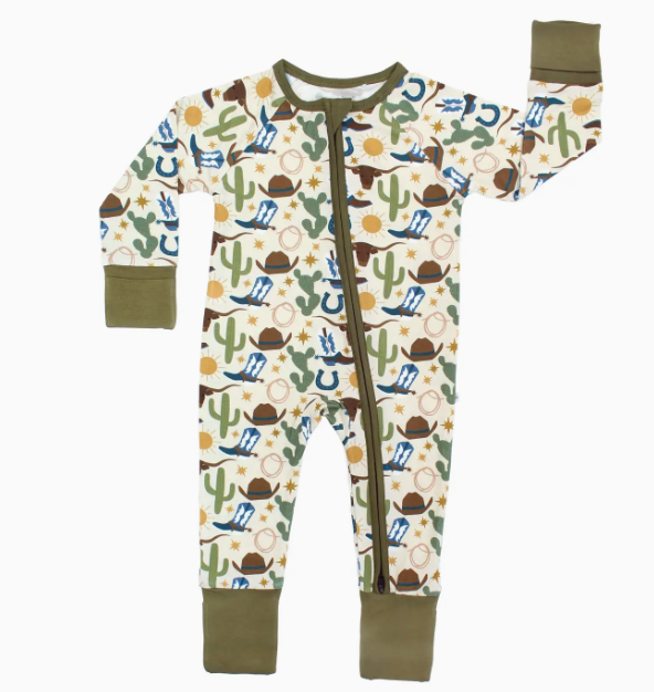 Howdy Western Bamboo Convertible Baby Pajamas