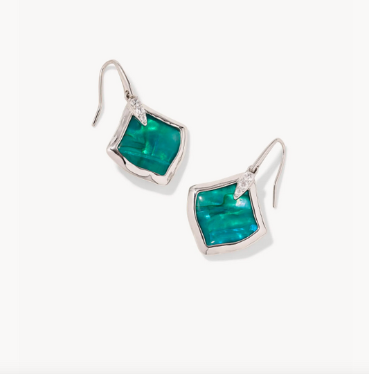 Joelle Silver Drop Earrings in Green