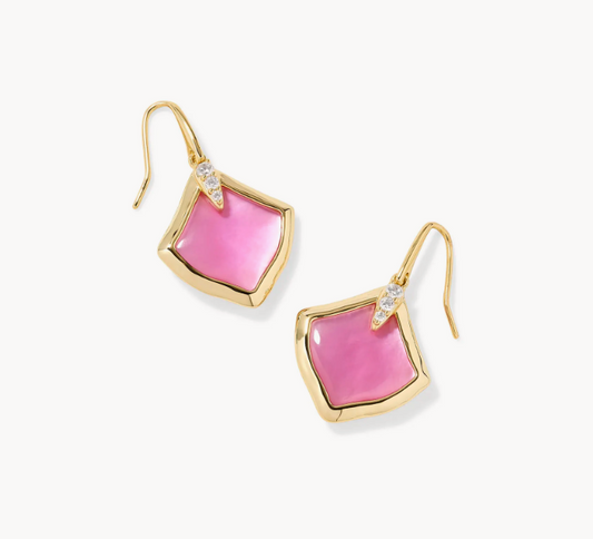 Joelle Gold Drop Earrings in Pink