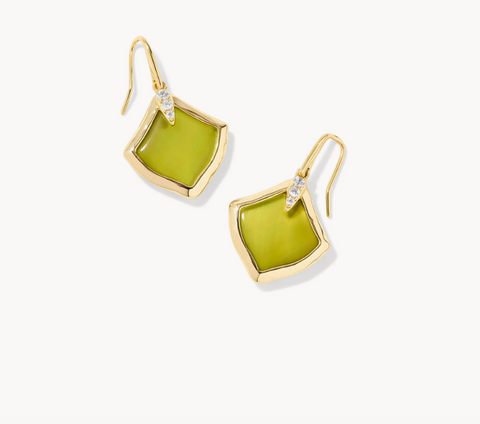 Joelle Gold Drop Earrings in Green