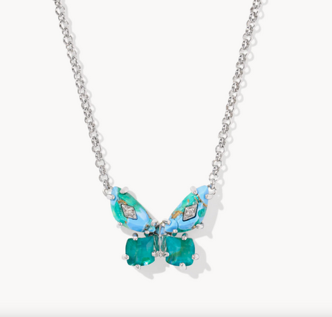 Bianca Butterfly Silver Short Pendant Necklace