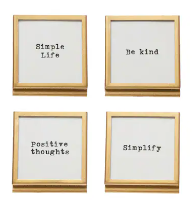 Metal & Glass Frame with Easel & Saying