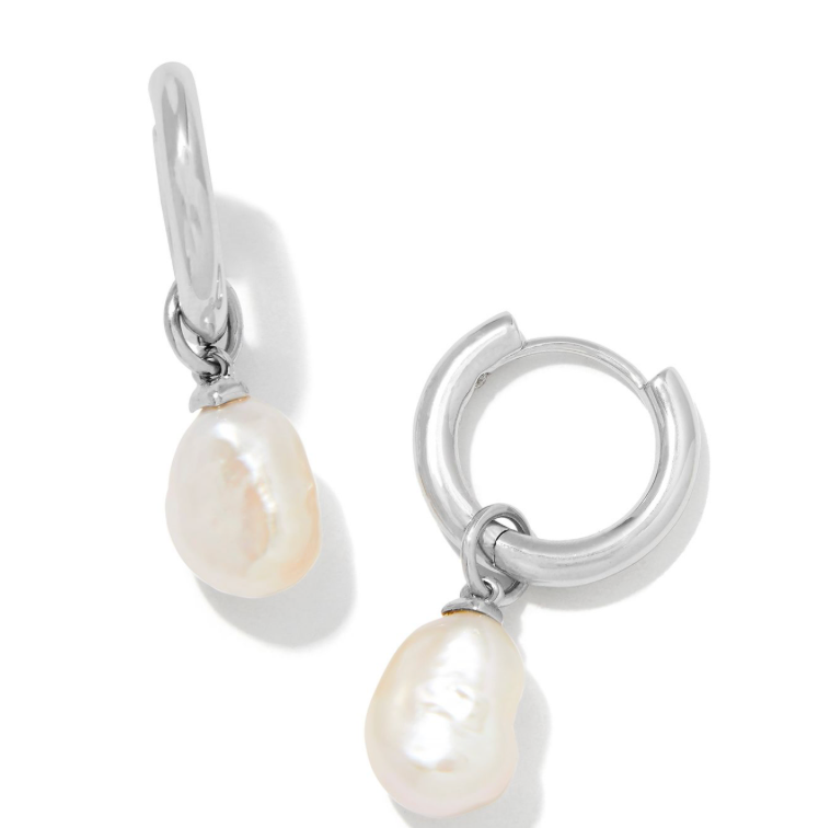 Willa Pearl Huggie Earrings Silver