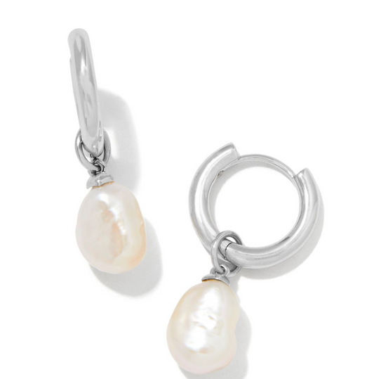 Willa Pearl Huggie Earrings Silver